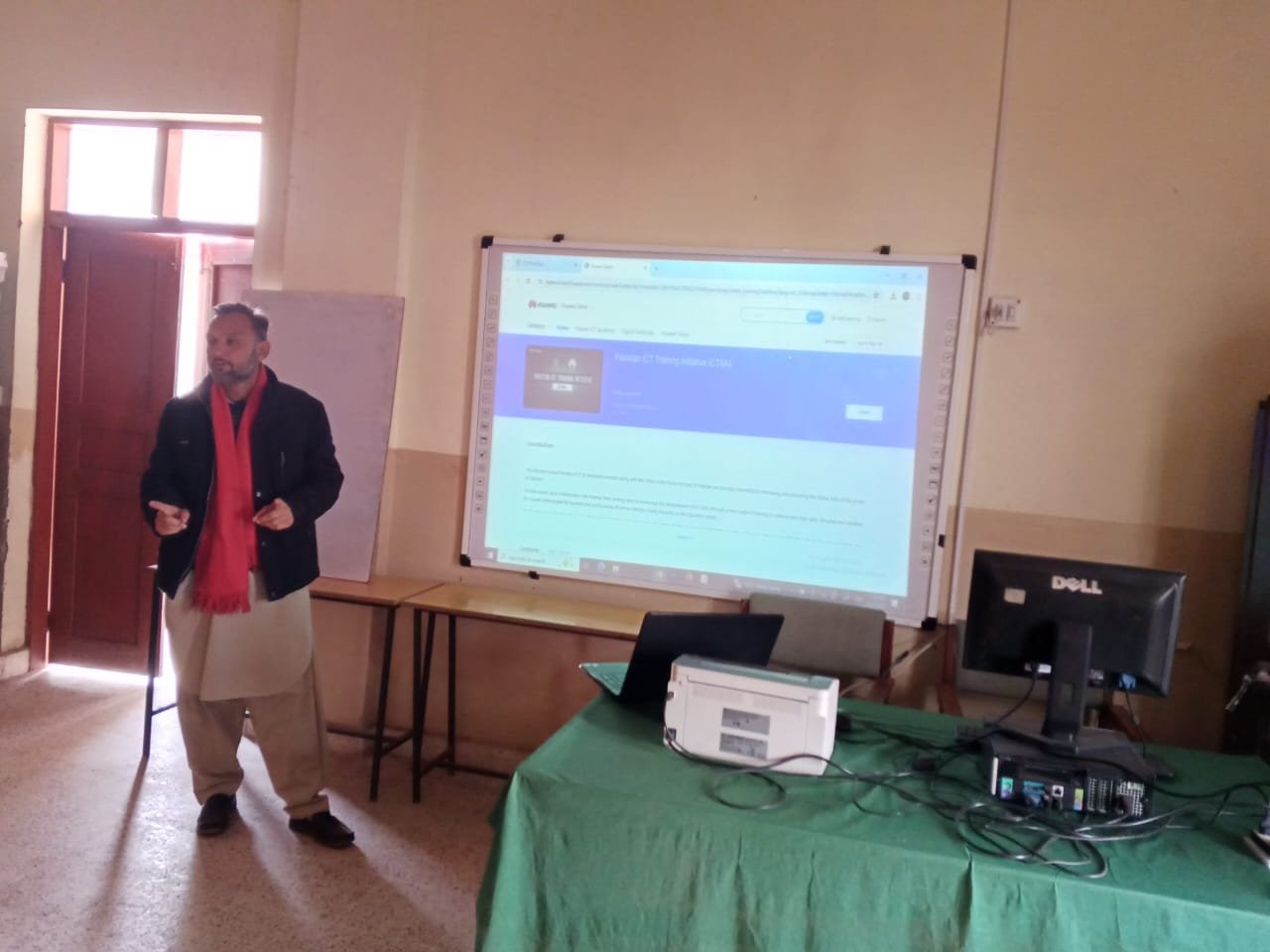 ICT training lecture with projector in the classroom
